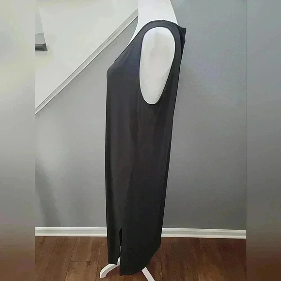 Clara Sun Woo Black Stretch Knit Sleeveless Maxi Dress Side Slit Keyhole Size M - Picture 3 of 5